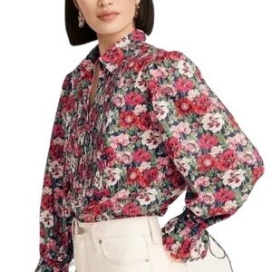 J.Crew Scalloped-sleeve top in Liberty Poppy Amelie flora M